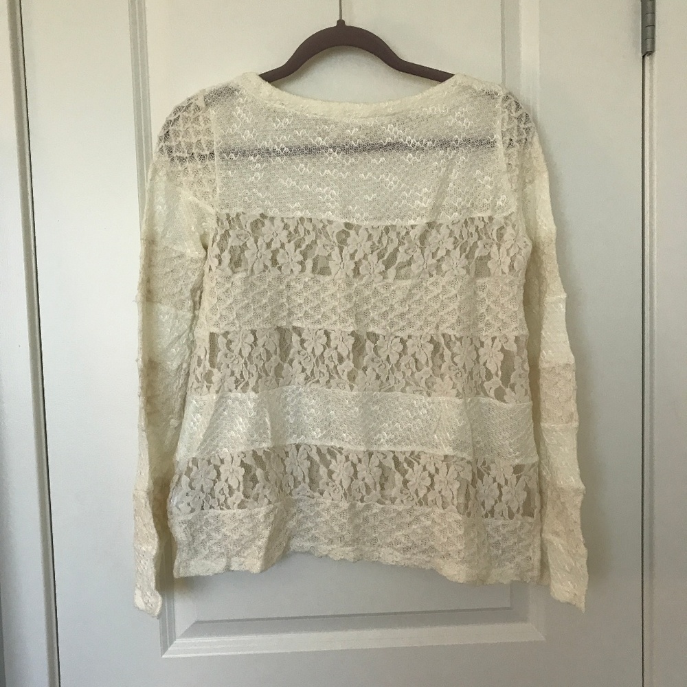 WHITE MEADOW RUE BLOUSE, SIZE XS.